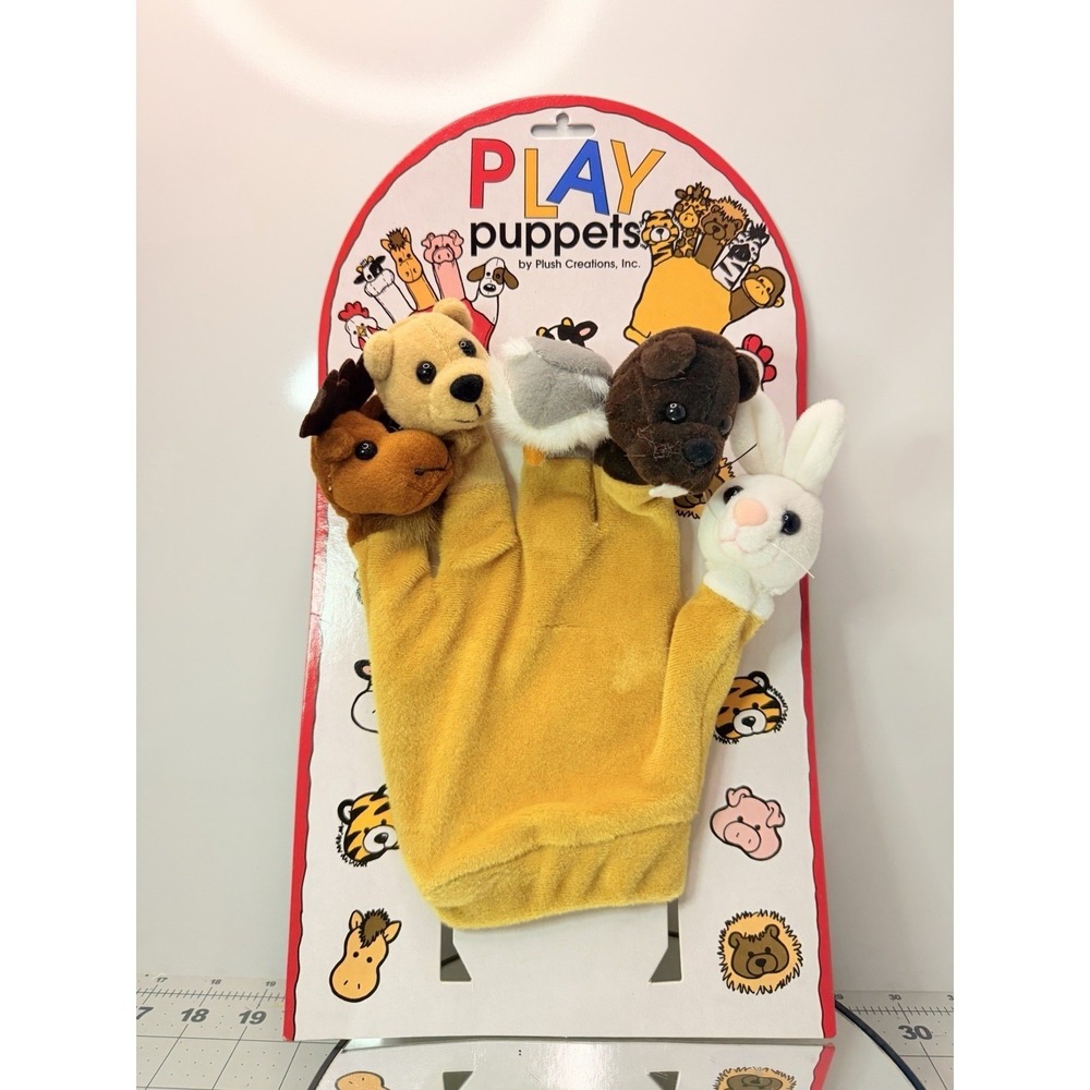 Plush Creations Play Puppets 5-Finger Animal Hand Puppet Toy 4602 New on Card